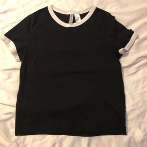 Black and white ringer tee